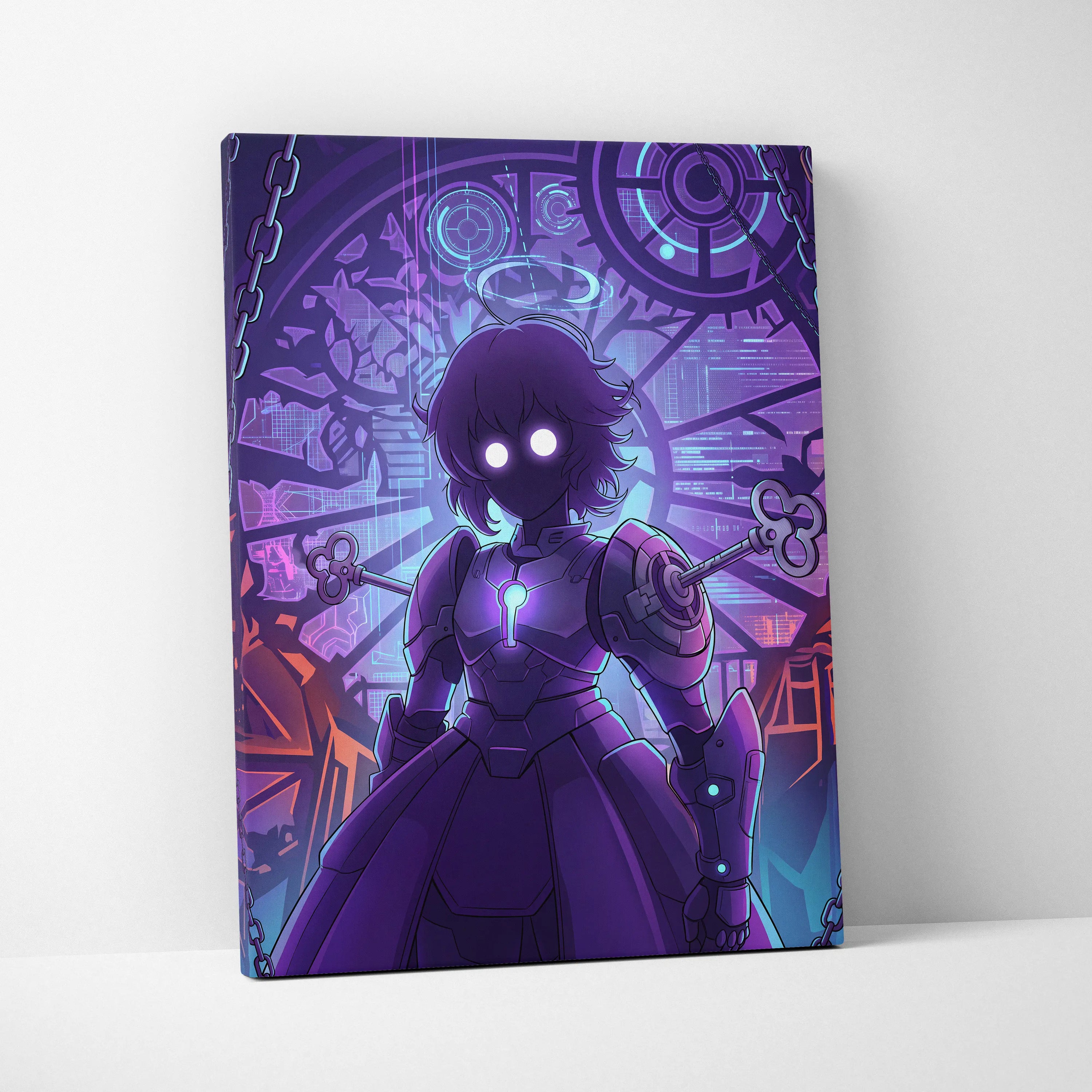 Vaporwave Neon Nightscape Canvas - Vaporwave Fantasy Neon Purple Cyan Room Decor Dreamy Mood Aesthetic Canvas Print