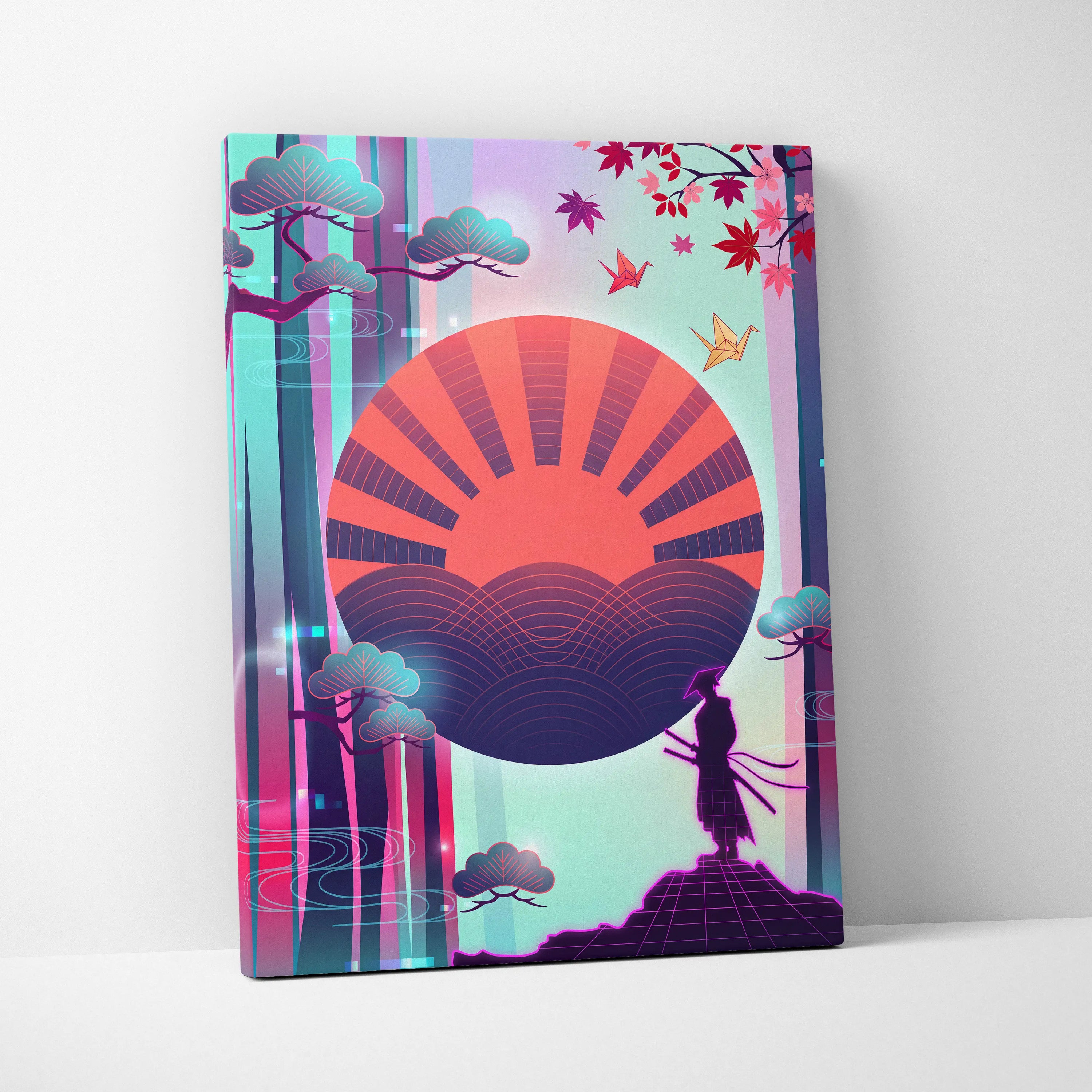 Vaporwave Fuji Dream Canvas - Vaporwave Mount Fuji Pink Turquoise Living Room Futurism Dreamy Mood Japan Wall Art Canvas