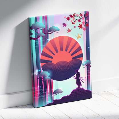 Vaporwave Fuji Dream Canvas - Vaporwave Mount Fuji Pink Turquoise Living Room Futurism Dreamy Mood Japan Wall Art Canvas