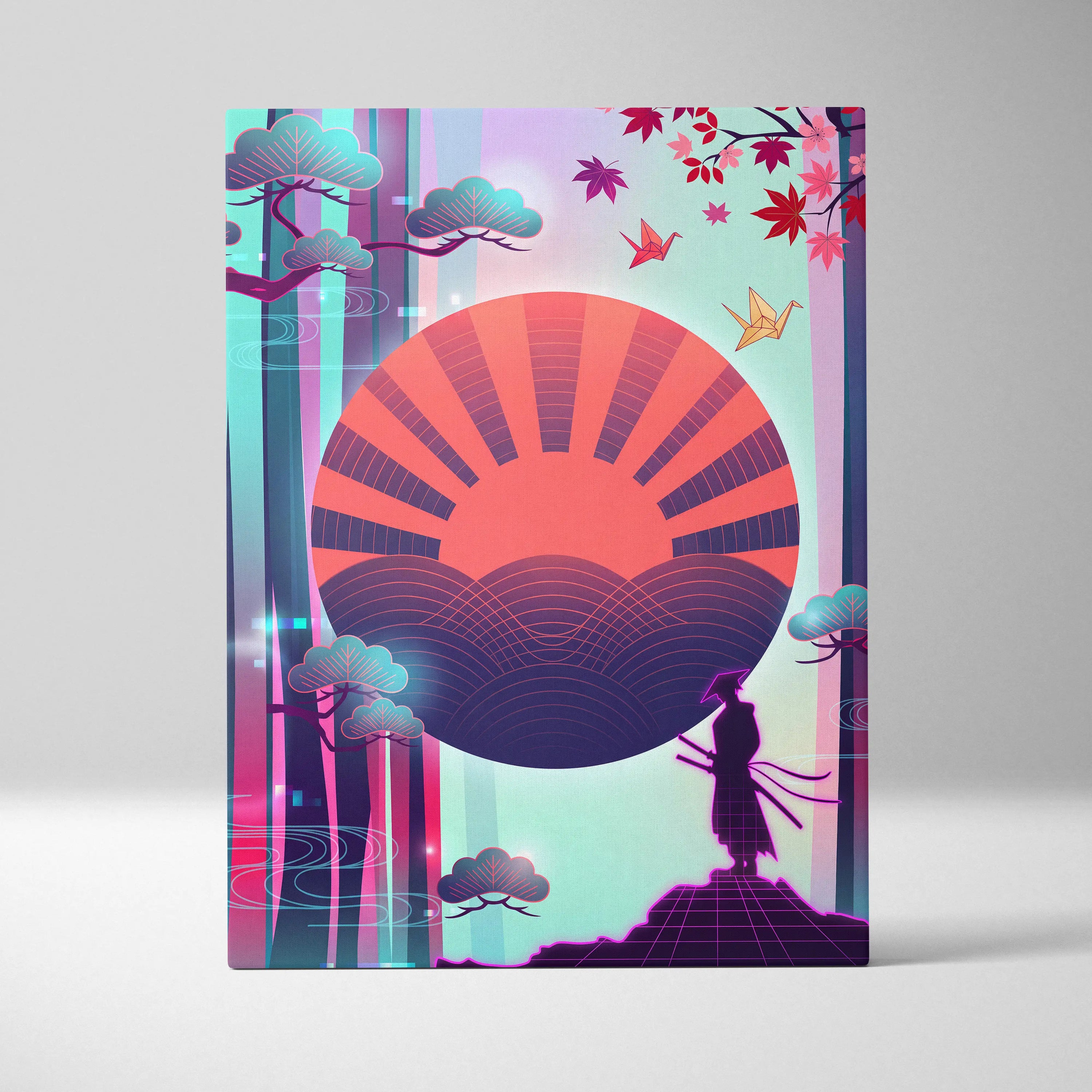 Vaporwave Fuji Dream Canvas - Vaporwave Mount Fuji Pink Turquoise Living Room Futurism Dreamy Mood Japan Wall Art Canvas