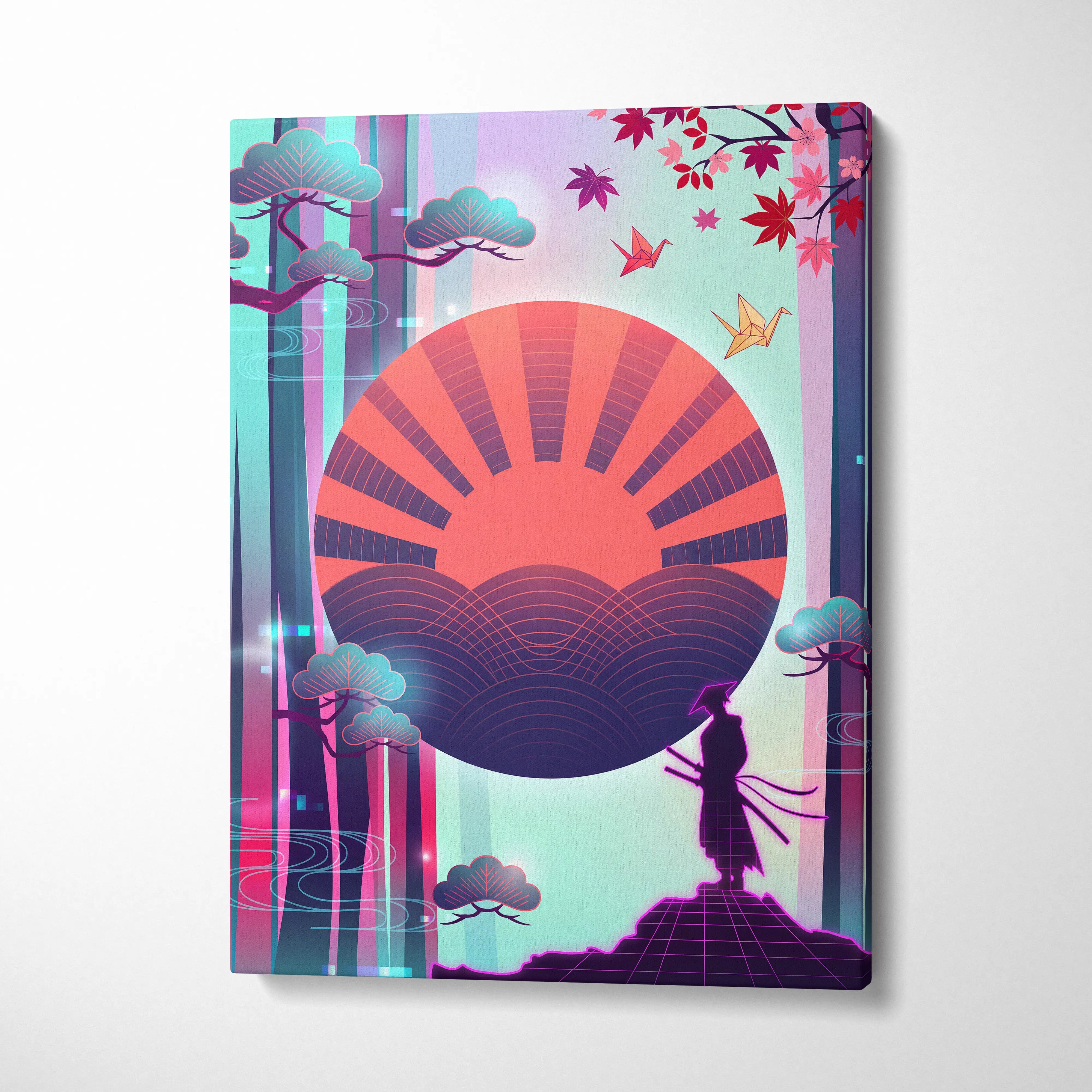 Vaporwave Fuji Dream Canvas - Vaporwave Mount Fuji Pink Turquoise Living Room Futurism Dreamy Mood Japan Wall Art Canvas