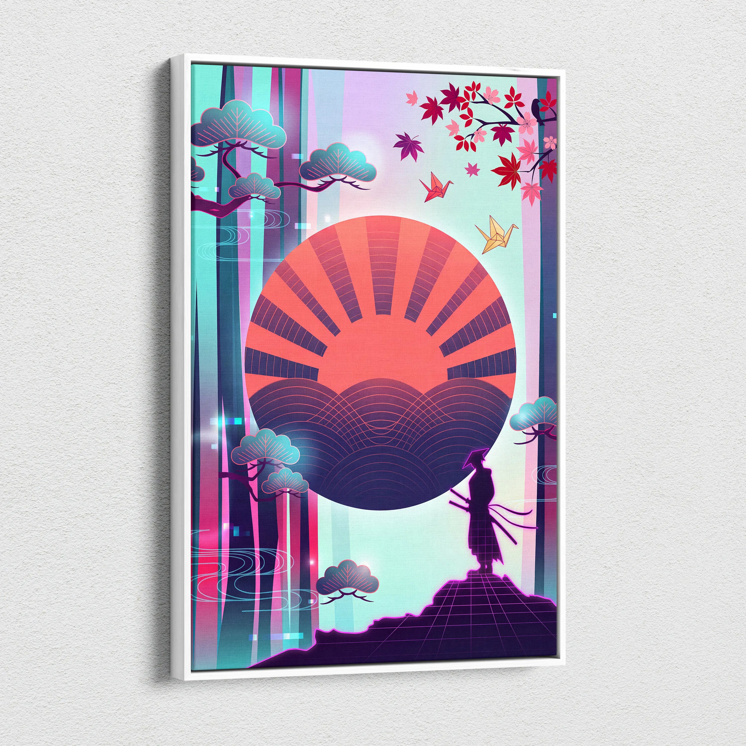 Vaporwave Fuji Dream Canvas - Vaporwave Mount Fuji Pink Turquoise Living Room Futurism Dreamy Mood Japan Wall Art Canvas