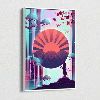 Vaporwave Fuji Dream Canvas - Vaporwave Mount Fuji Pink Turquoise Living Room Futurism Dreamy Mood Japan Wall Art Canvas
