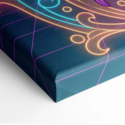 Neon Koi Sakura Vaporwave - Japan Vaporwave Koi Sakura Neon City Living Room Mood Neon Aesthetic Gallery Canvas