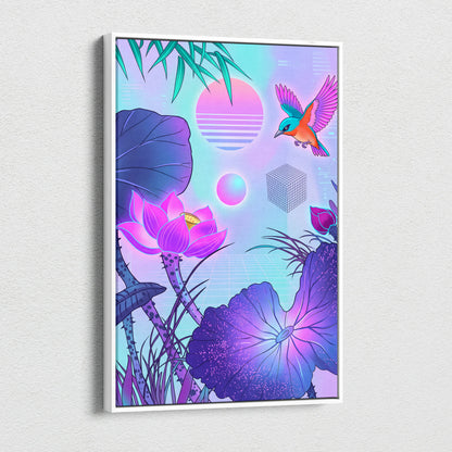 Vaporwave Japan Sunset Canvas - Japan Vaporwave Art Pastel Neon Living Room Retro Futurism Mood Dreamy Neon Decor Modern