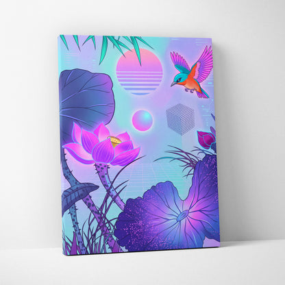 Vaporwave Japan Sunset Canvas - Japan Vaporwave Art Pastel Neon Living Room Retro Futurism Mood Dreamy Neon Decor Modern