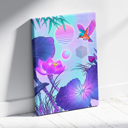 Vaporwave Japan Sunset Canvas - Japan Vaporwave Art Pastel Neon Living Room Retro Futurism Mood Dreamy Neon Decor Modern
