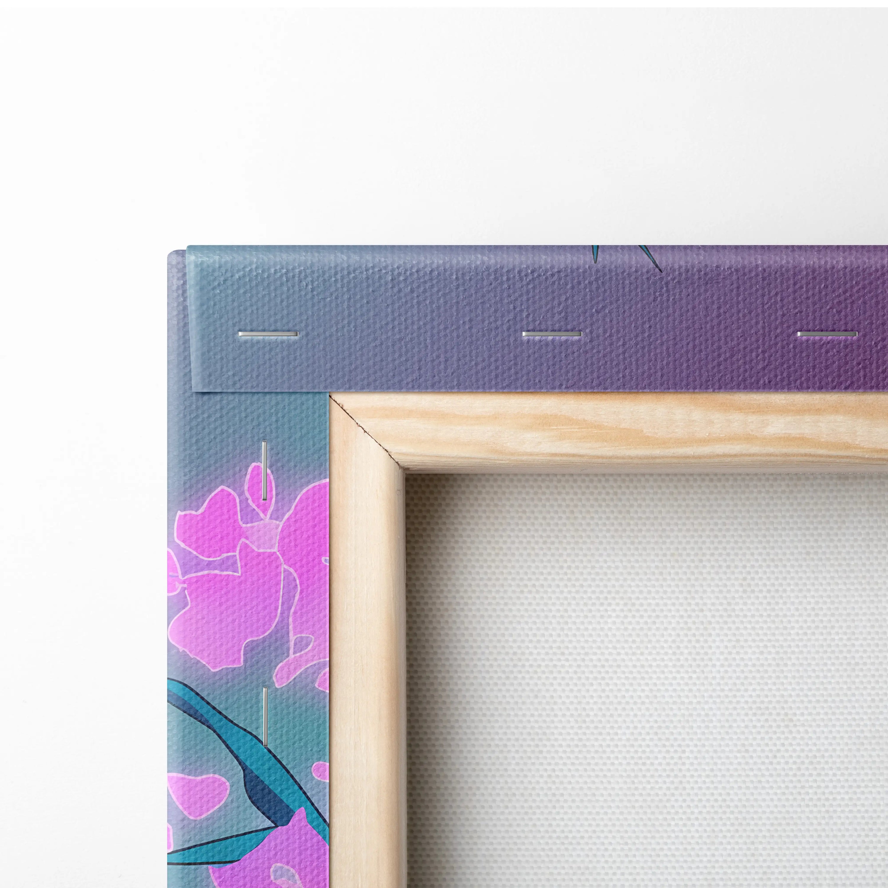 Vaporwave Fuji Bloom Canvas - Fuji Blossom Vaporwave Wall Art Living Room Neon Dreamy Neon Mood Modern Pop Decor Canvas