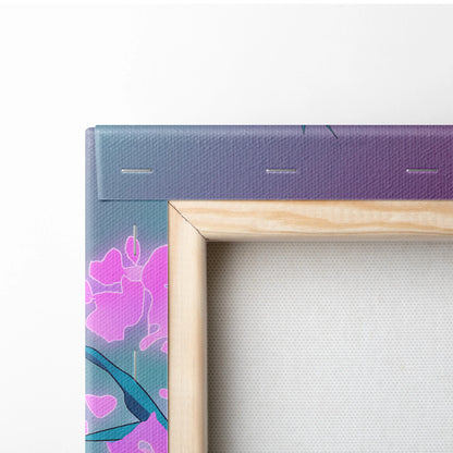 Vaporwave Fuji Bloom Canvas - Fuji Blossom Vaporwave Wall Art Living Room Neon Dreamy Neon Mood Modern Pop Decor Canvas