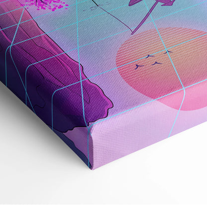 Vaporwave Japan Neon Canvas - Japan Landscape Pastel Neon LivingRoom Vaporwave, Dreamy Mood Retro Futurism Art Canvas