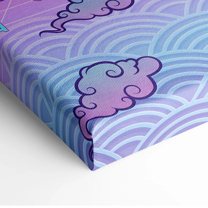 Vaporwave Fuji Dream Canvas - Fuji Landscape Pastel Neon Living Room Vaporwave - Dreamy Nostalgia Retro Futurism Canvas