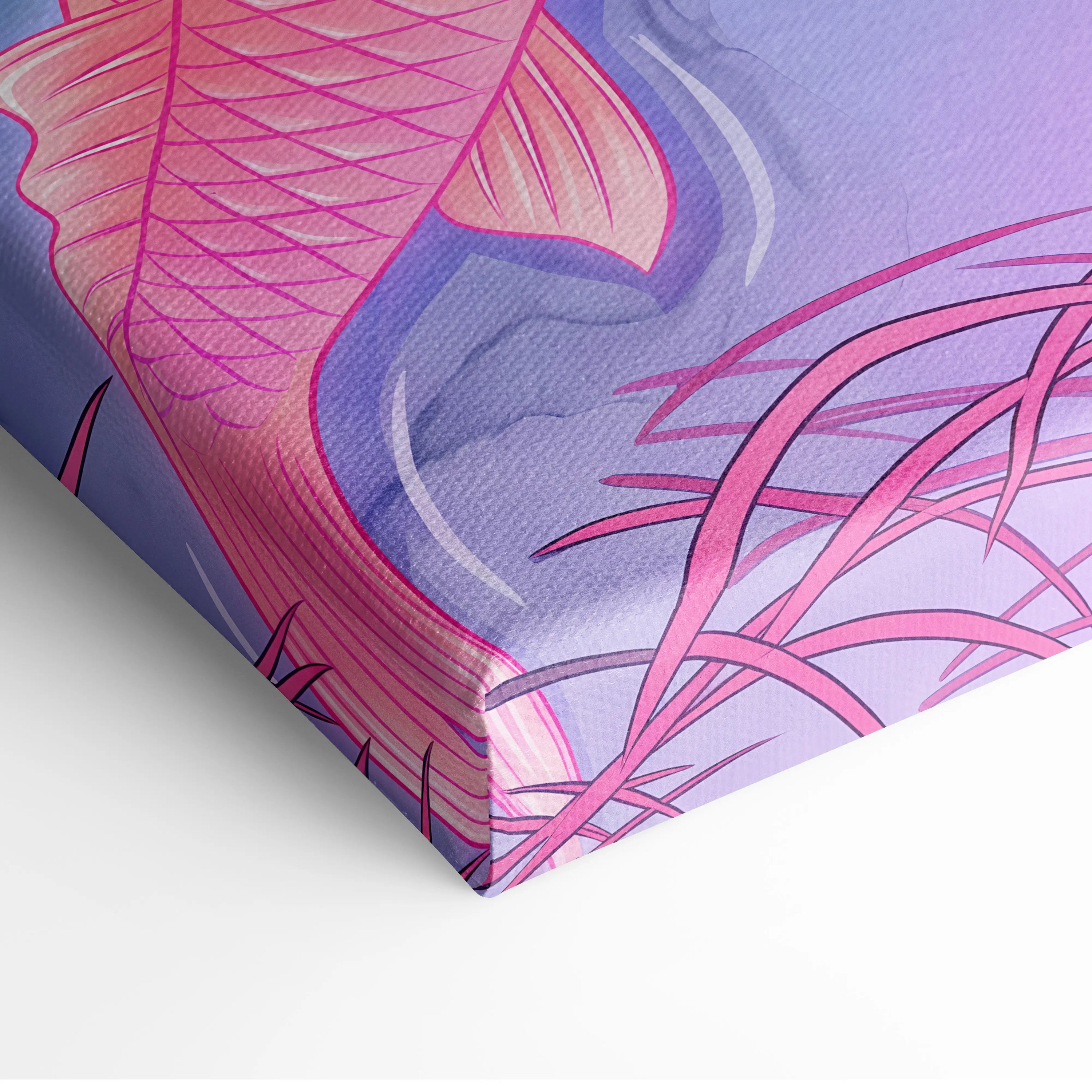 Pastel Neon Koi Vaporwave Canvas - Koi Pastel Neon Living Room Vaporwave Dreamy Mood Modern Decor Japanese Art Canvas