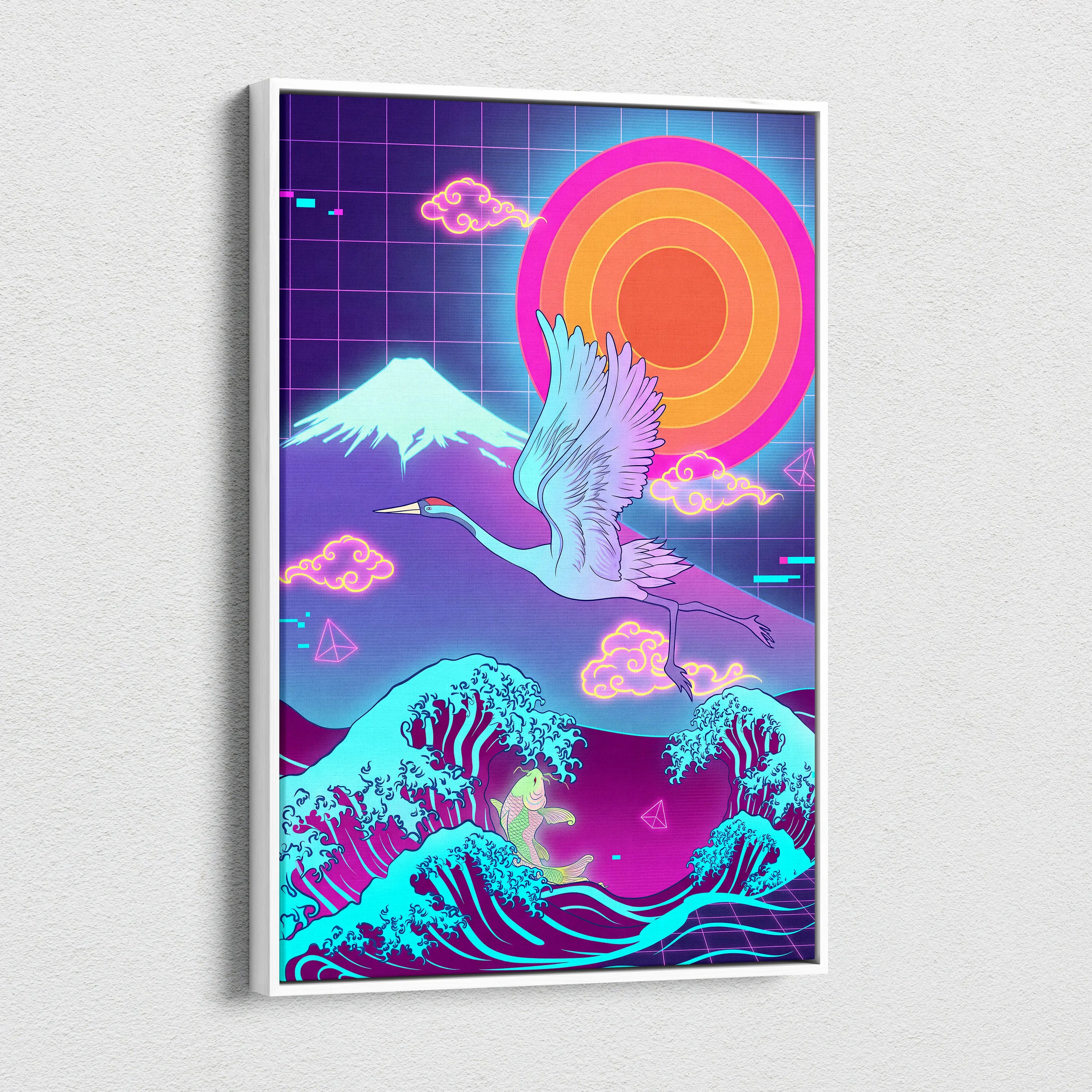 Vaporwave Japan Landscape Dream - Japanese Neon Landscape Living Room Vaporwave Dreamy Nostalgic Vaporwave Art Canvas