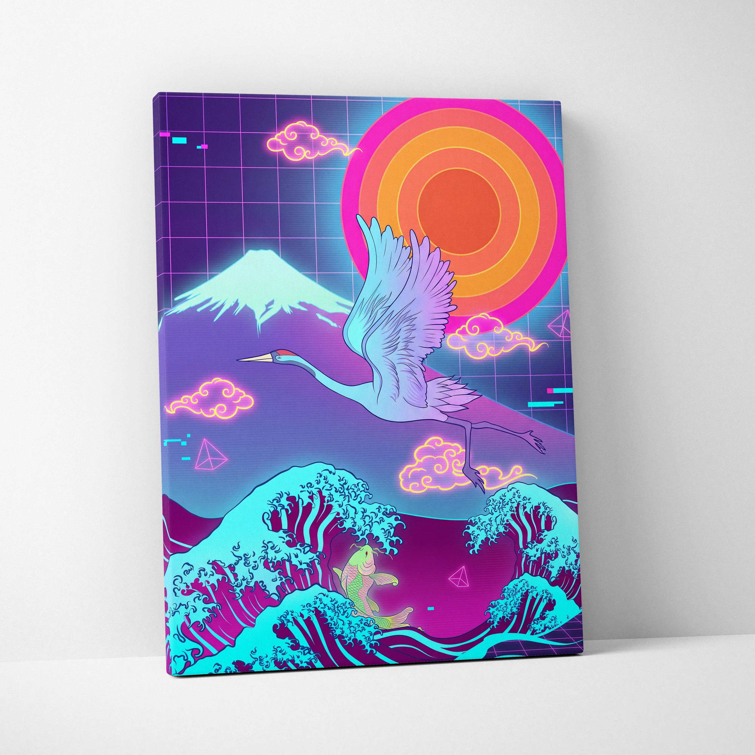 Vaporwave Japan Landscape Dream - Japanese Neon Landscape Living Room Vaporwave Dreamy Nostalgic Vaporwave Art Canvas
