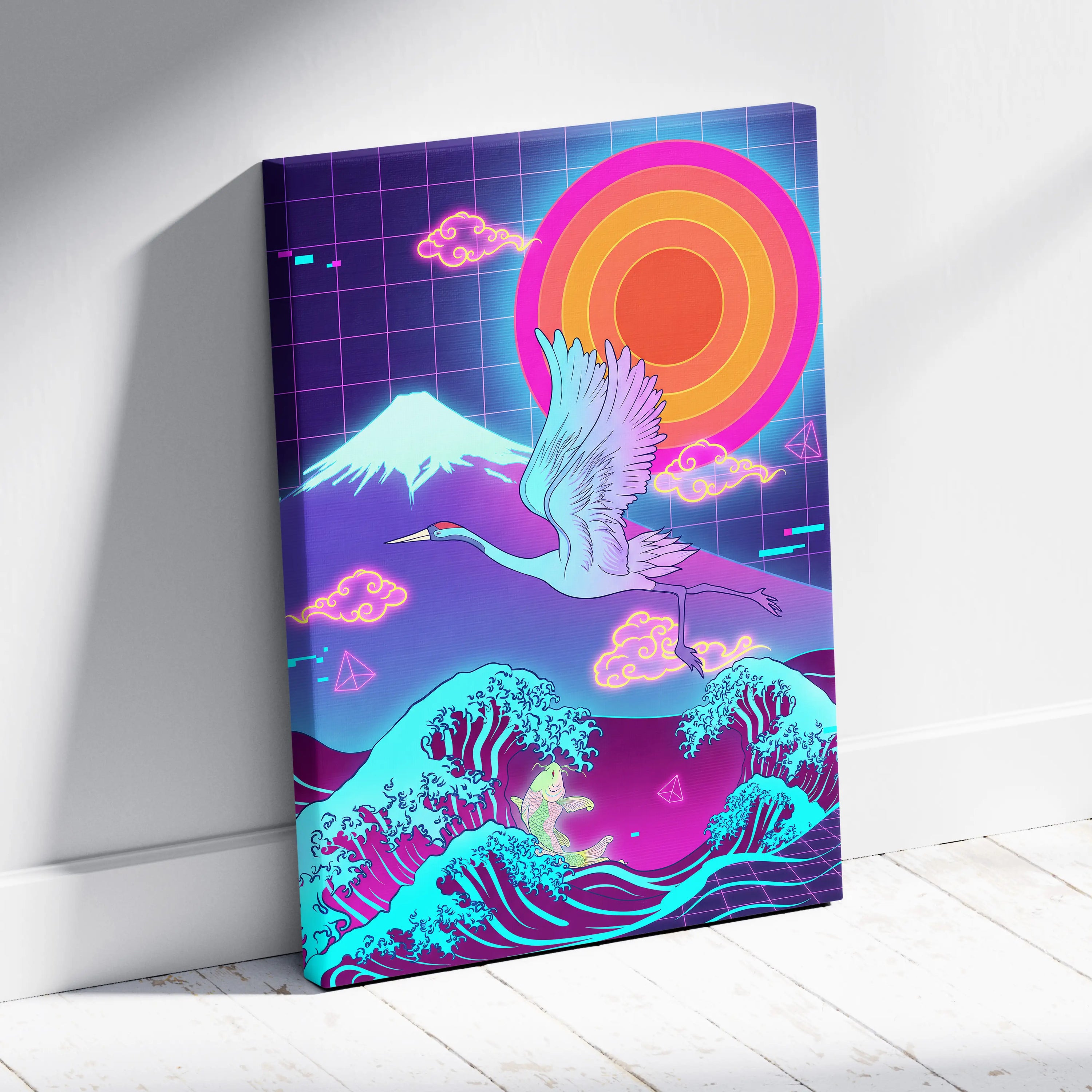 Vaporwave Japan Landscape Dream - Japanese Neon Landscape Living Room Vaporwave Dreamy Nostalgic Vaporwave Art Canvas