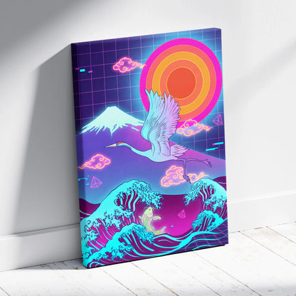 Vaporwave Japan Landscape Dream - Japanese Neon Landscape Living Room Vaporwave Dreamy Nostalgic Vaporwave Art Canvas