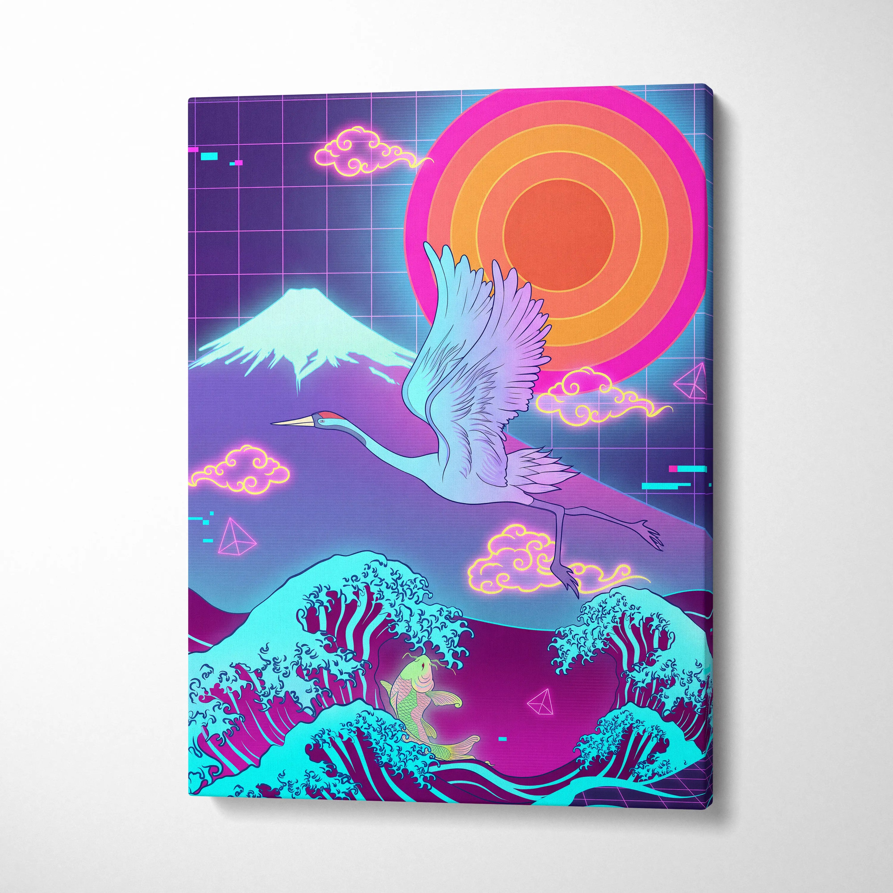 Vaporwave Japan Landscape Dream - Japanese Neon Landscape Living Room Vaporwave Dreamy Nostalgic Vaporwave Art Canvas
