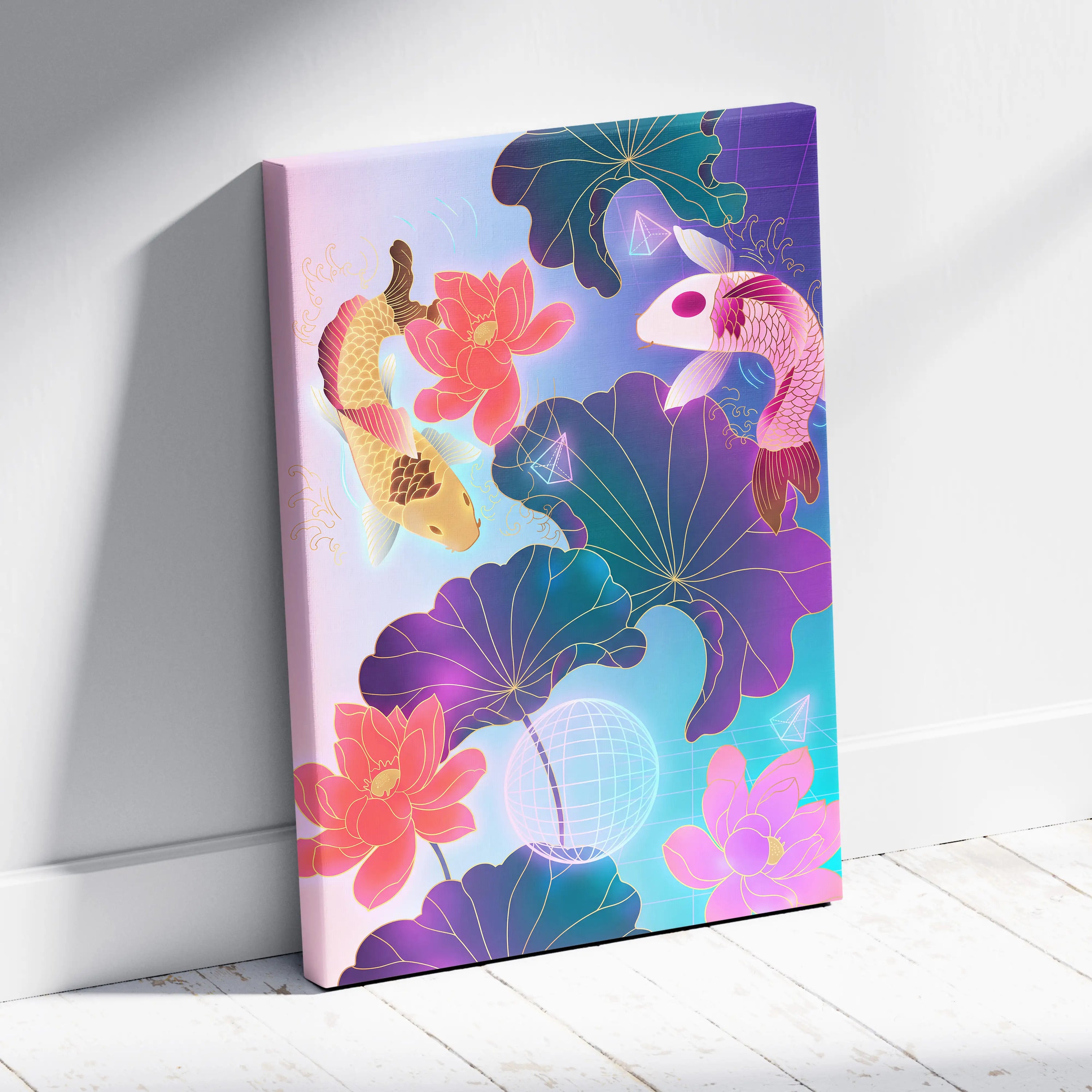 Vaporwave Fuji Bloom Canvas - Japanese Landscape Vaporwave Pastel Neon Living Room Dreamy Mood Neon Vaporwave Canvas
