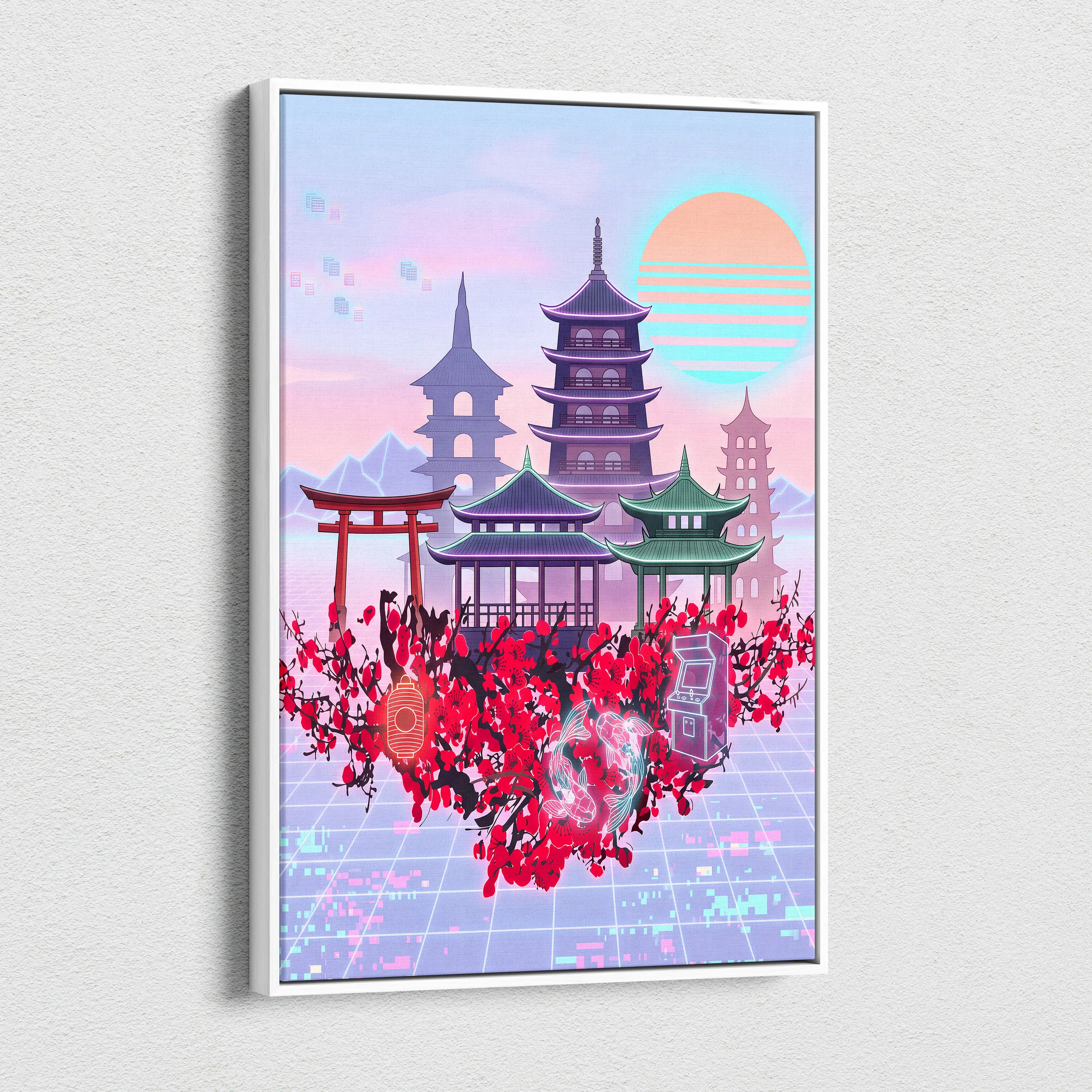 Pastel Vaporwave Japan Landscape - Japan Landscape Pastels Living Room Vaporwave Dreamy Mood Retro Futurism