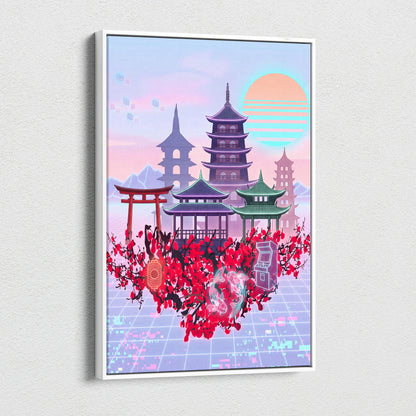 Pastel Vaporwave Japan Landscape - Japan Landscape Pastels Living Room Vaporwave Dreamy Mood Retro Futurism