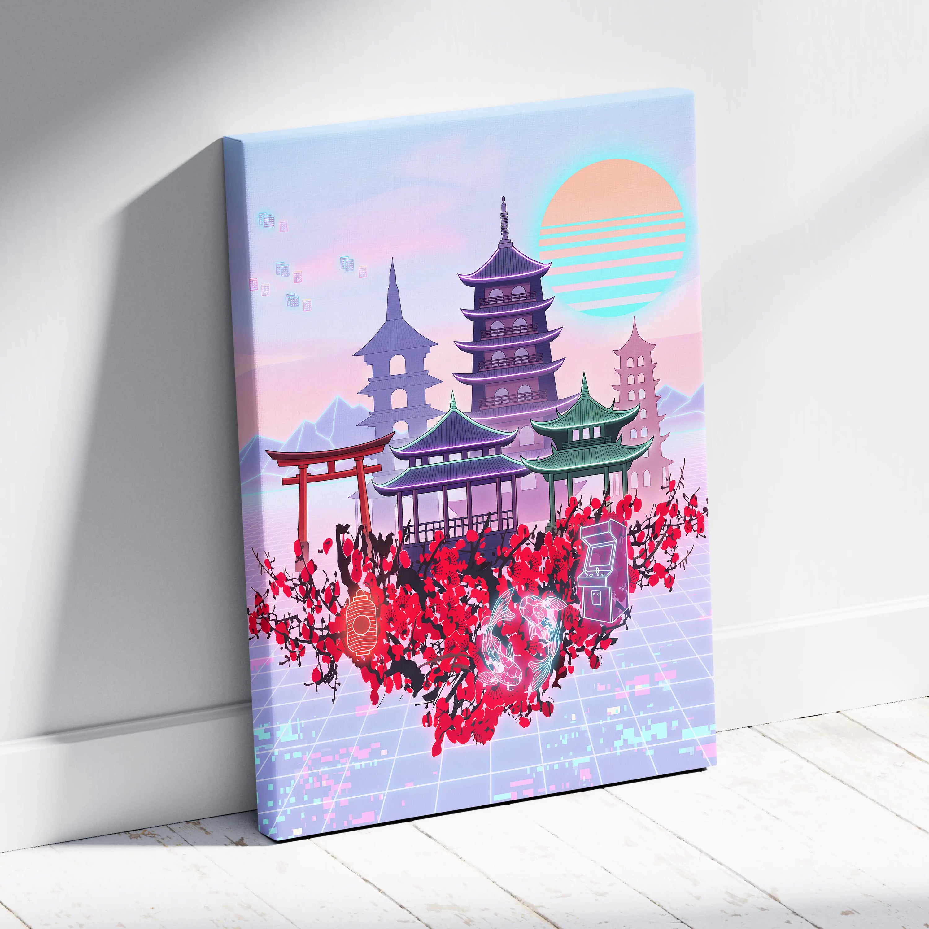 Pastel Vaporwave Japan Landscape - Japan Landscape Pastels Living Room Vaporwave Dreamy Mood Retro Futurism