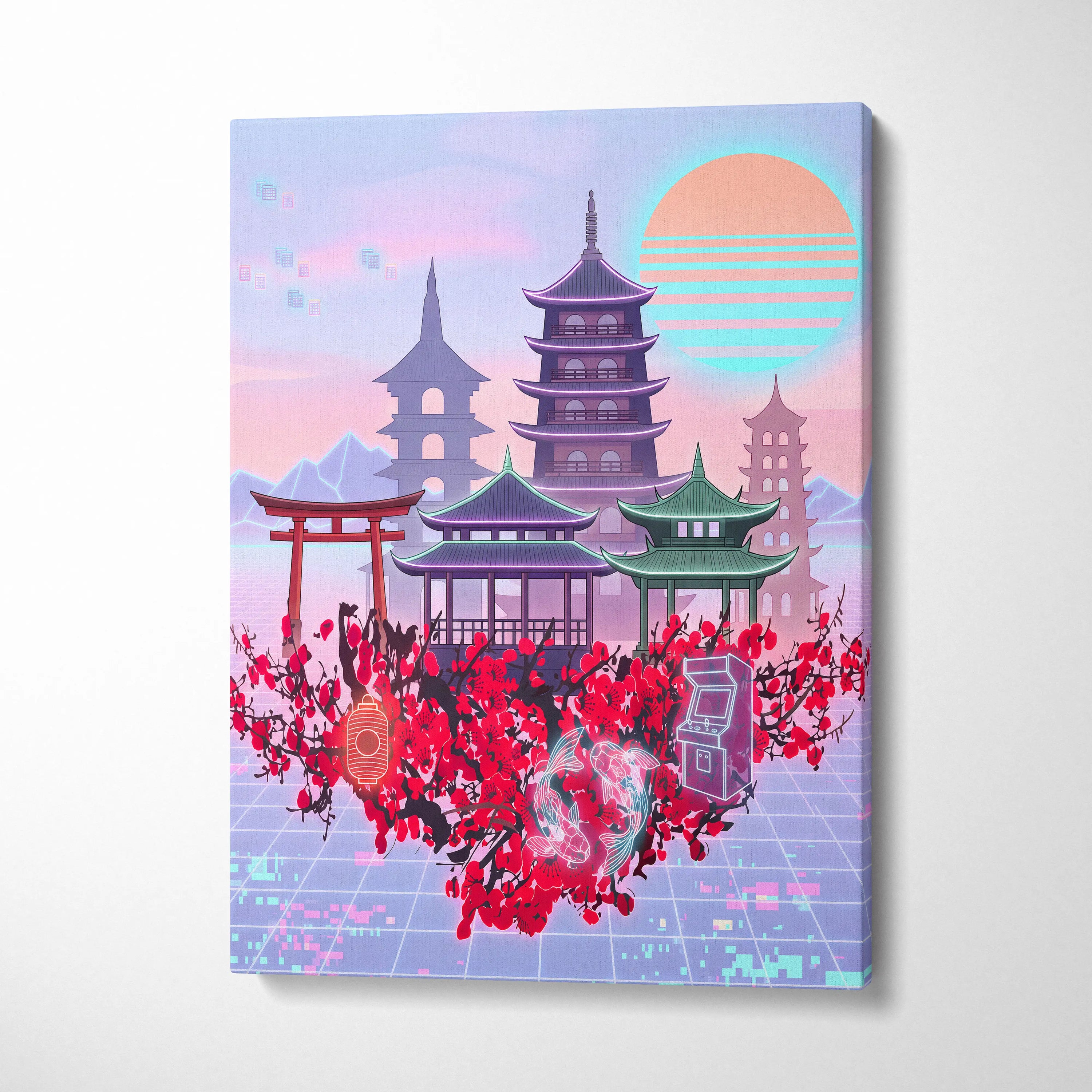 Pastel Vaporwave Japan Landscape - Japan Landscape Pastels Living Room Vaporwave Dreamy Mood Retro Futurism