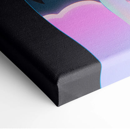 Vaporwave Sakura Sunrise Canvas - Japan Vaporwave Pastel Neon Living Room Retro Art Dreamy Nostalgic Mood Canvas Print