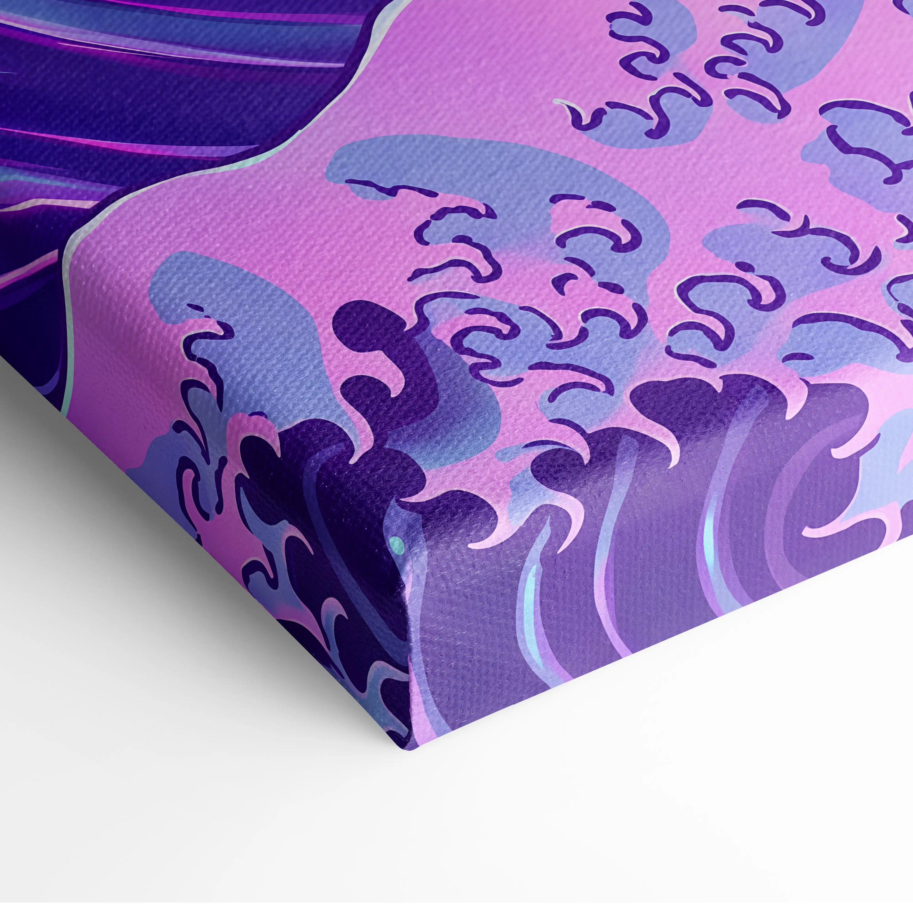 Pastel Vaporwave Koi Canvas - Koi Fish Pink Purple Blue Living Room Wall Art Dreamy Mood Retro Futurism