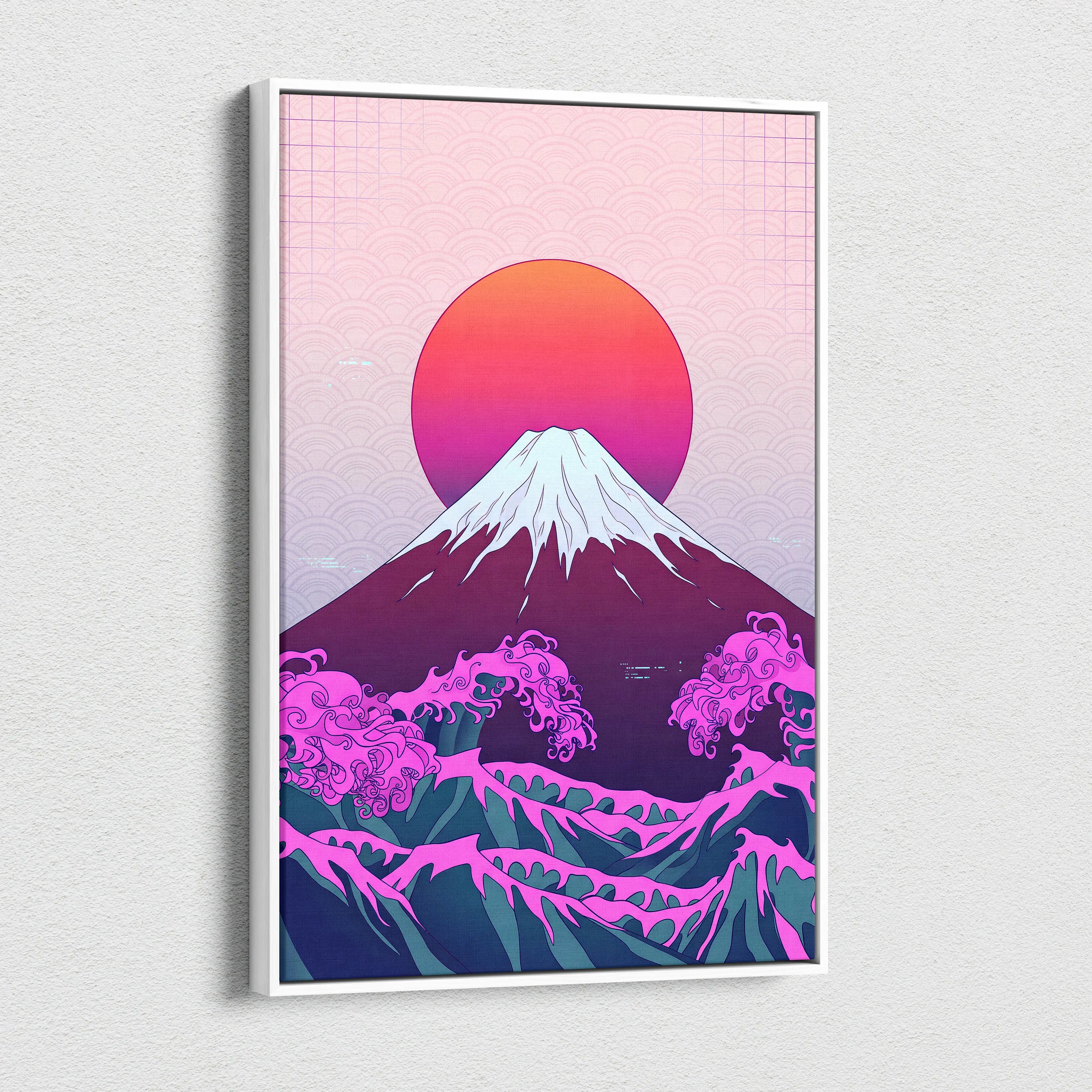 Pastel Neon Fuji Vaporwave - Mount Fuji Pastel Neon Living Room Vaporwave Dreamy Mood Japanese Aesthetic Canvas Print