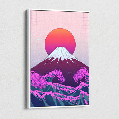 Pastel Neon Fuji Vaporwave - Mount Fuji Pastel Neon Living Room Vaporwave Dreamy Mood Japanese Aesthetic Canvas Print