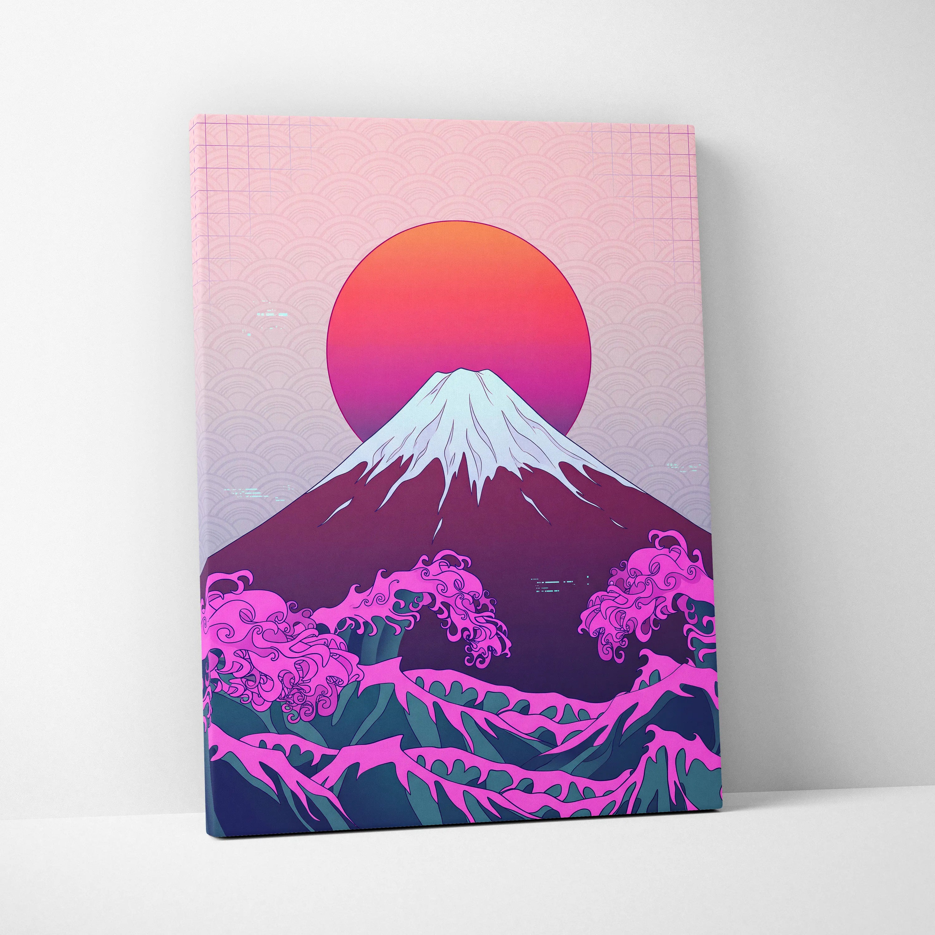 Pastel Neon Fuji Vaporwave - Mount Fuji Pastel Neon Living Room Vaporwave Dreamy Mood Japanese Aesthetic Canvas Print