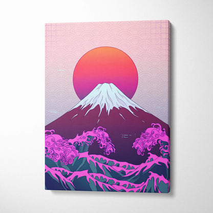Pastel Neon Fuji Vaporwave - Mount Fuji Pastel Neon Living Room Vaporwave Dreamy Mood Japanese Aesthetic Canvas Print