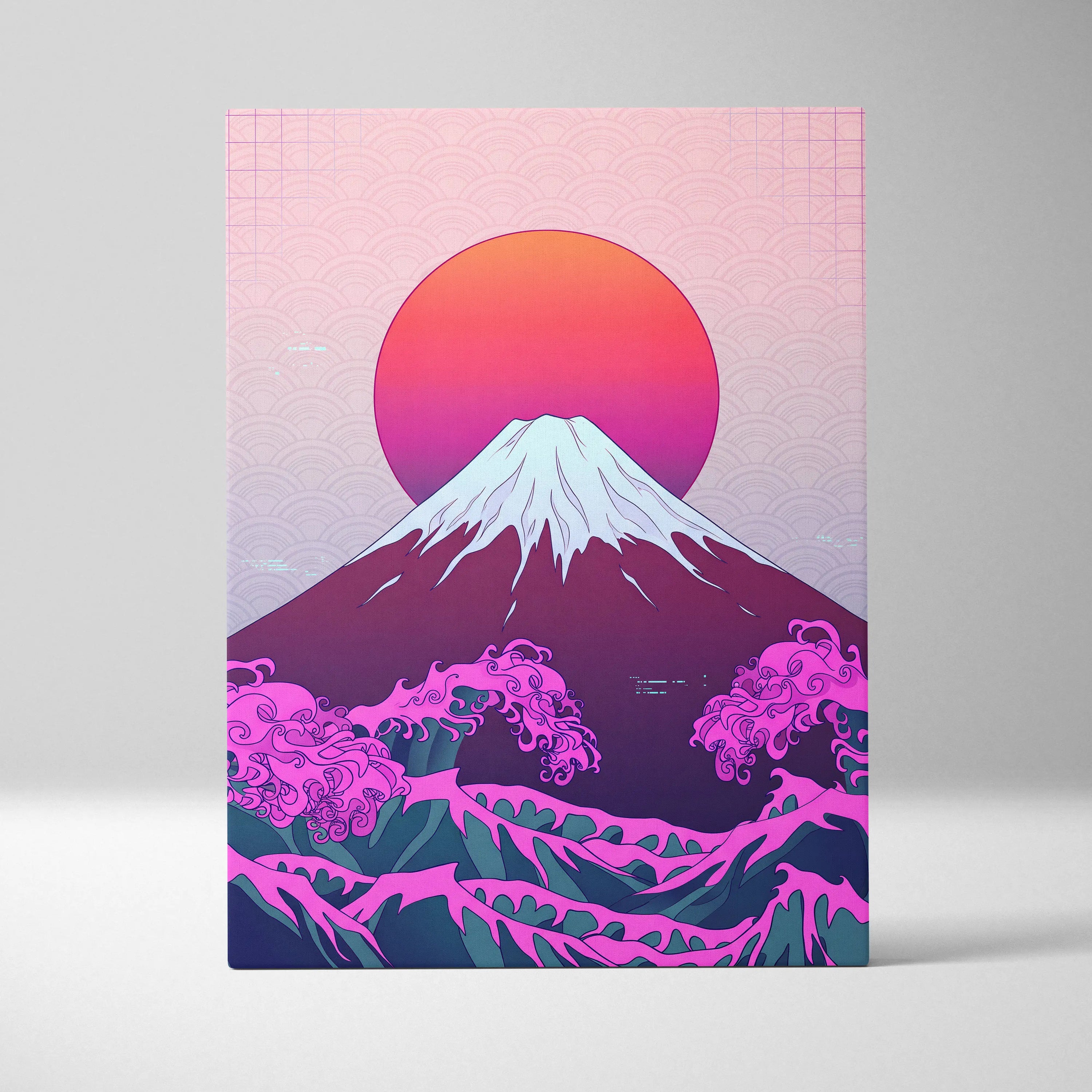 Pastel Neon Fuji Vaporwave - Mount Fuji Pastel Neon Living Room Vaporwave Dreamy Mood Japanese Aesthetic Canvas Print