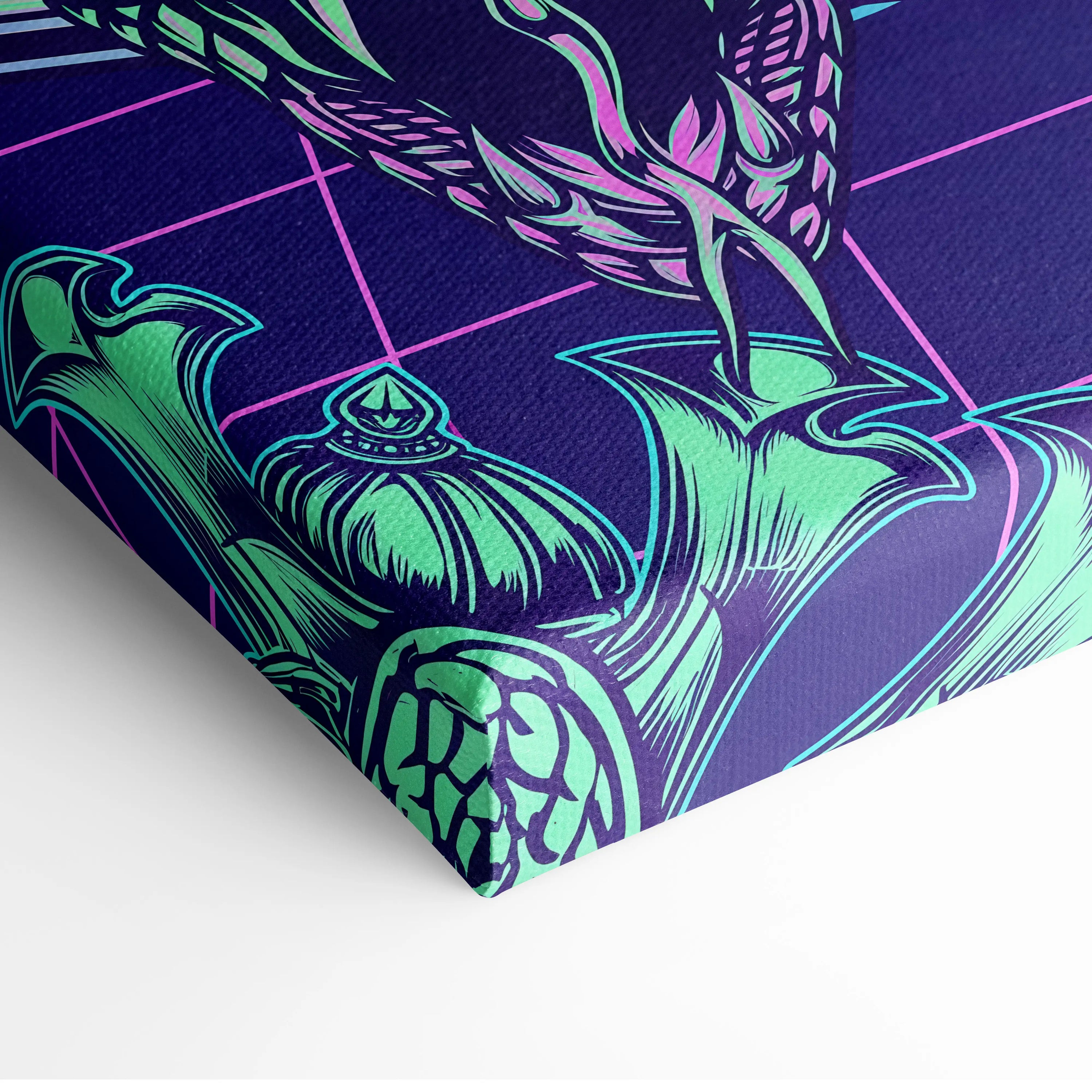 Vaporwave Japan Neon Canvas - Japan Vaporwave Neon Pastel Decor Mood Vibrant Dreamy Decor Style Mount Fuji Canvas