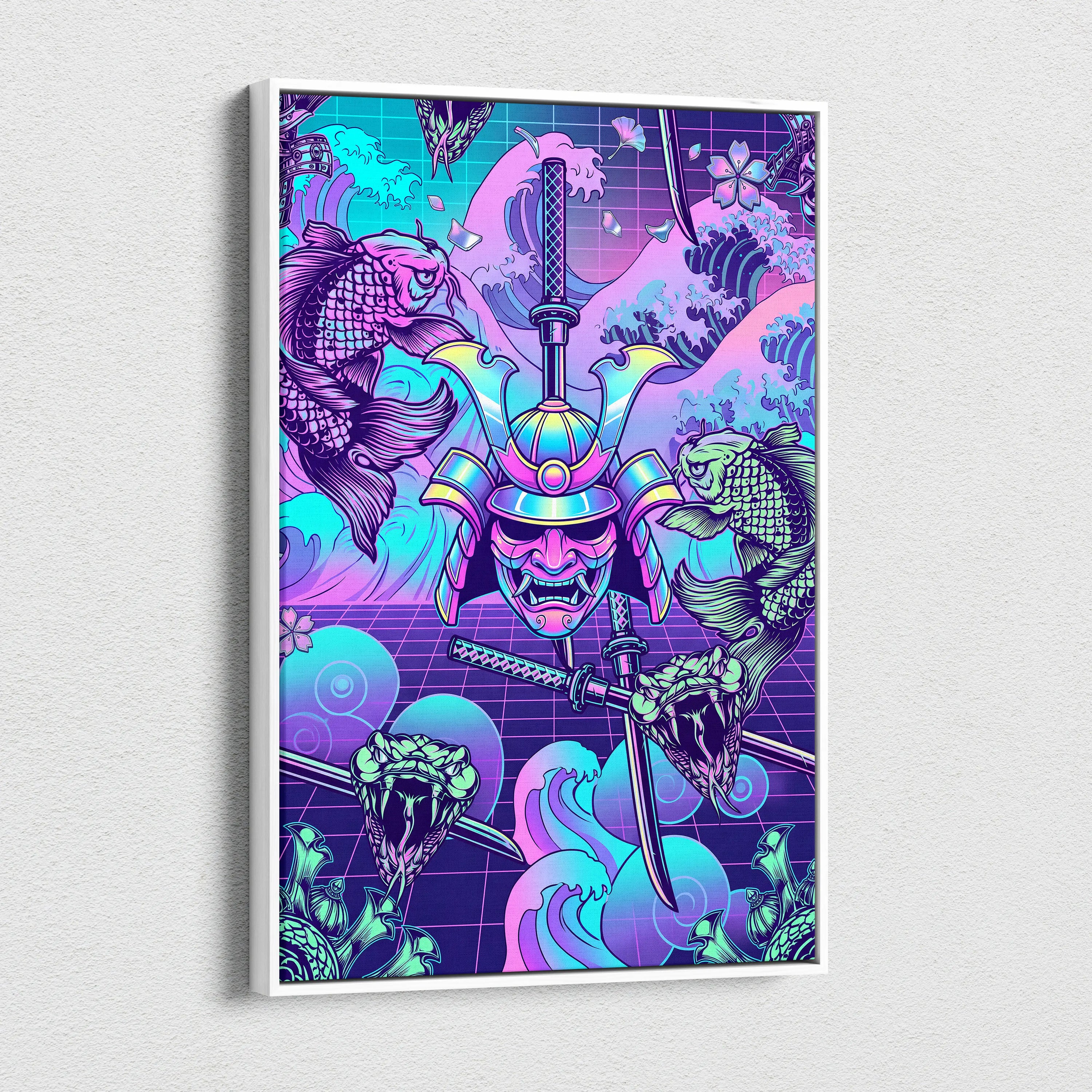 Vaporwave Japan Neon Canvas - Japan Vaporwave Neon Pastel Decor Mood Vibrant Dreamy Decor Style Mount Fuji Canvas