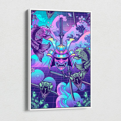 Vaporwave Japan Neon Canvas - Japan Vaporwave Neon Pastel Decor Mood Vibrant Dreamy Decor Style Mount Fuji Canvas