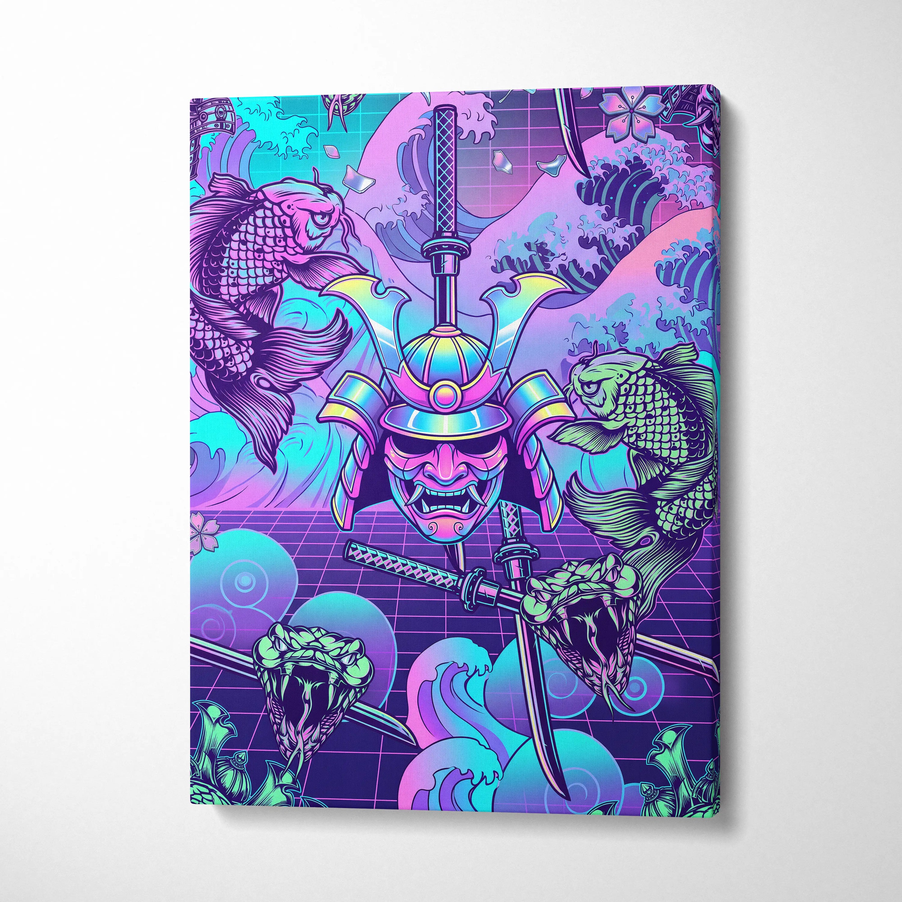 Vaporwave Japan Neon Canvas - Japan Vaporwave Neon Pastel Decor Mood Vibrant Dreamy Decor Style Mount Fuji Canvas