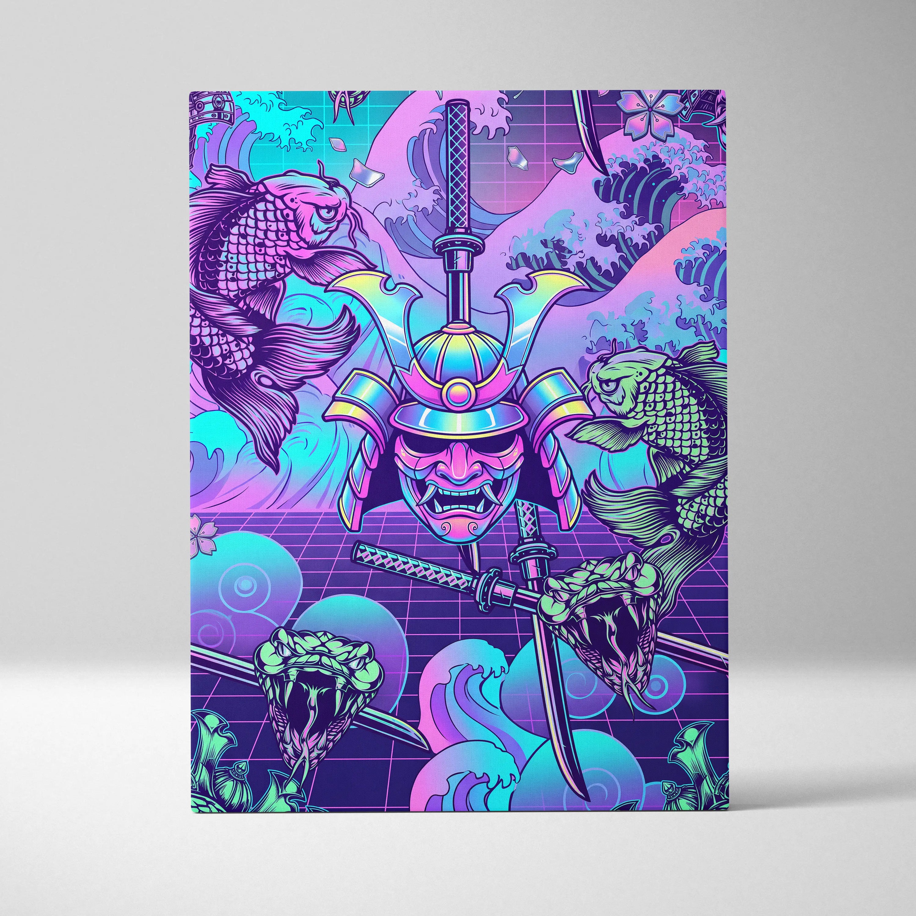 Vaporwave Japan Neon Canvas - Japan Vaporwave Neon Pastel Decor Mood Vibrant Dreamy Decor Style Mount Fuji Canvas