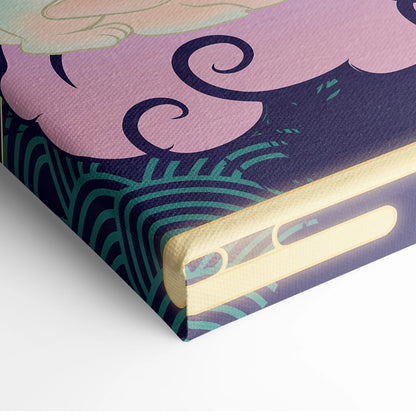 Vaporwave Japan Neon Canvas - Japan Landscape Neon Pastel Living Room Vaporwave Dreamy Retro Futuristic Canvas
