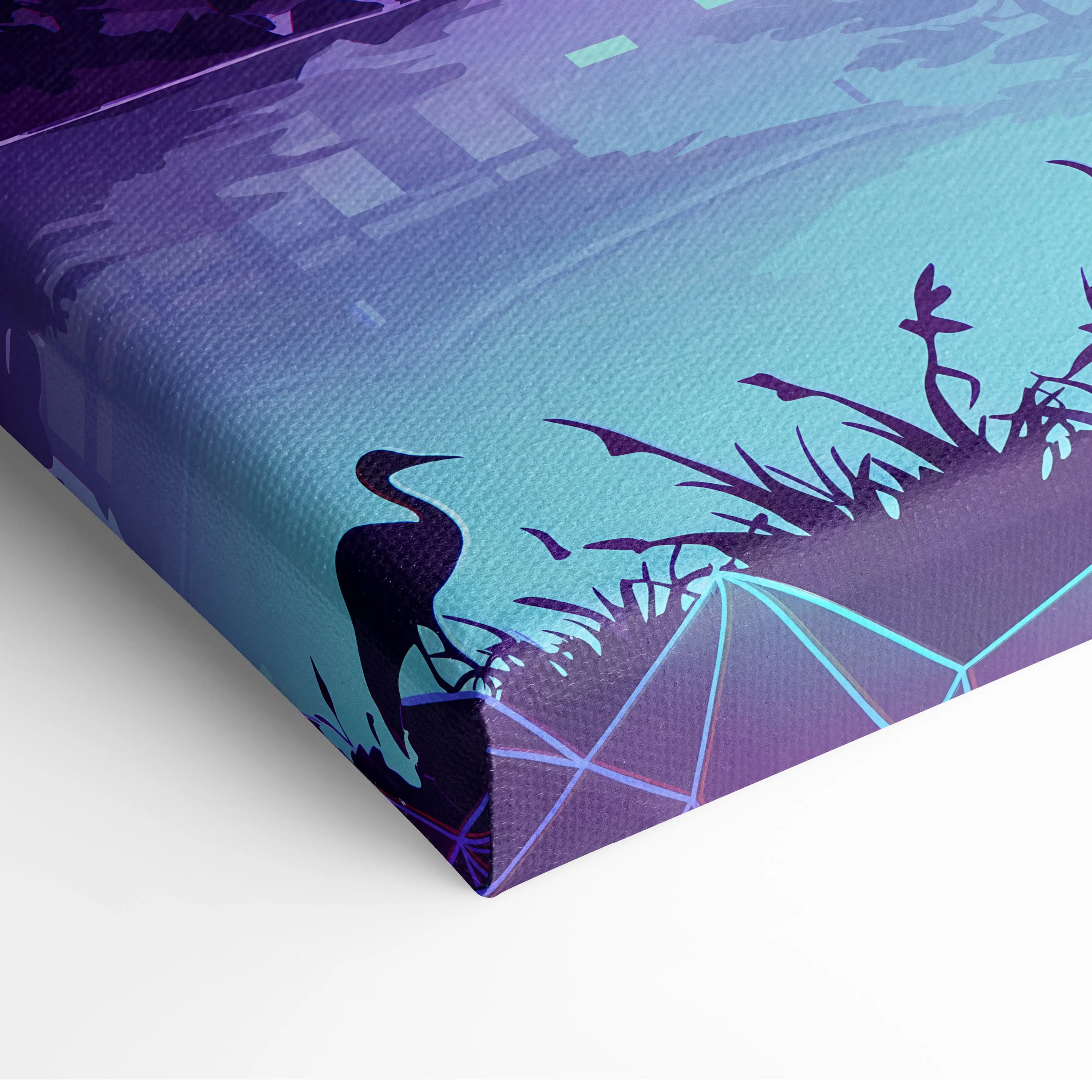 Vaporwave Fuji Neon Dream - Japan Fuji Landscape Neon Pastels Living Room Vaporwave Dreamy Neon Decor Wall Art Canvas