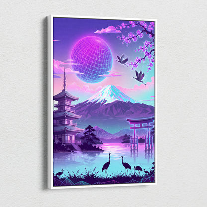 Vaporwave Fuji Neon Dream - Japan Fuji Landscape Neon Pastels Living Room Vaporwave Dreamy Neon Decor Wall Art Canvas