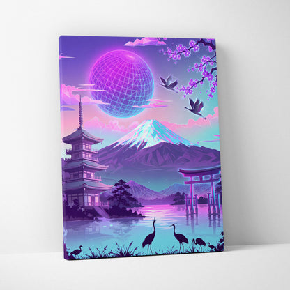 Vaporwave Fuji Neon Dream - Japan Fuji Landscape Neon Pastels Living Room Vaporwave Dreamy Neon Decor Wall Art Canvas
