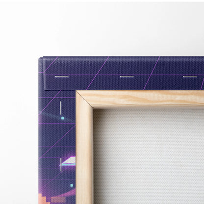 Vaporwave Sakura Sunset Canvas - Vaporwave Japan Landscape Neon LivingRoom Retro Futurism Dream Neon Vaporwave Canvas