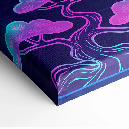 Koi Neon Sunset Canvas - Koi Neon Pink Cyan Living Room Vaporwave Dreamy Retro Futurism Japanese Art Canvas
