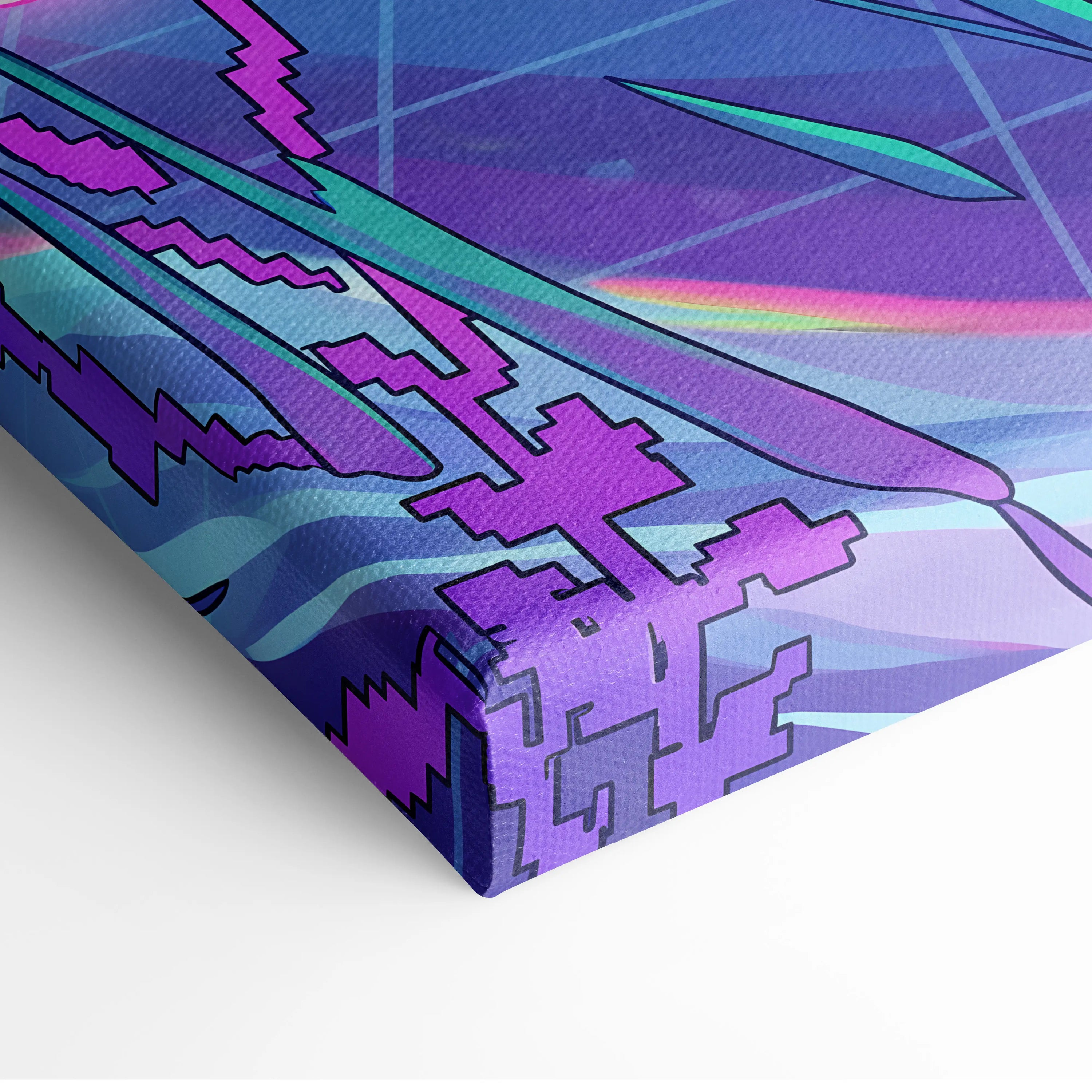Neon Sakura Vaporwave Canvas - Japan Inspired Vaporwave Neon Pastels Living Room Dreamy Retro Mood Vaporwave Canvas