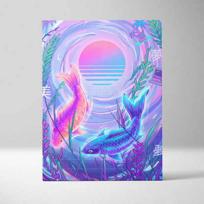 Neon Sakura Vaporwave Canvas - Japan Inspired Vaporwave Neon Pastels Living Room Dreamy Retro Mood Vaporwave Canvas