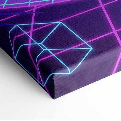 Vaporwave Neon Hero Canvas - Vaporwave Fantasy Hero Neon Purple Blue Living Room Dreamy Neon Mood Retro Futurism Canvas