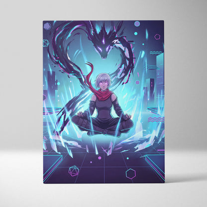 Vaporwave Neon Dragon Canvas - Dragon Purple Teal Living Room Vaporwave Mysterious Mood Futuristic Decor Anime Canvas