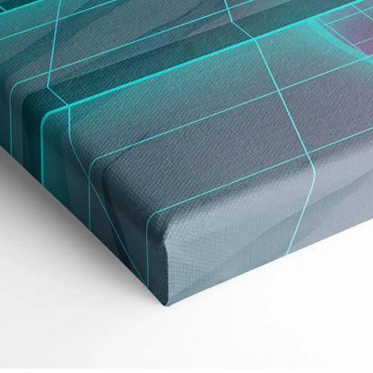 Vaporwave Neon Grid Canvas - Vaporwave Pink Cyan Living Room Retro Futurism Dreamlike Moody Synthwave Wall Art Canvas
