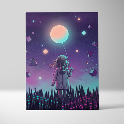 Vaporwave Neon Cosmos Canvas - Vaporwave Canvas Neon Pink Teal Living Room Retro Futurism Dreamy Mood Wall Art Canvas